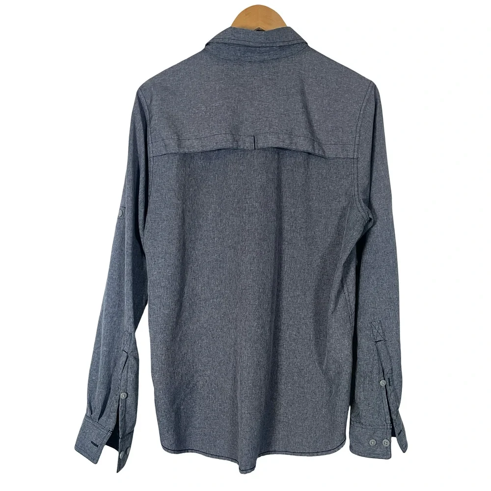 The North Face Shirt Mens‎ Medium Gray Blue Long Sleeve Button Up Vented Hiking